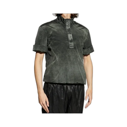 Denim-Effect Short-Sleeve Polo Shirt
