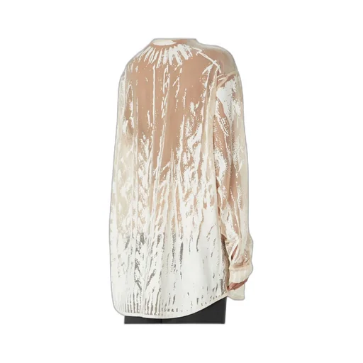 Abstract-Printed Curved Hem Shirt