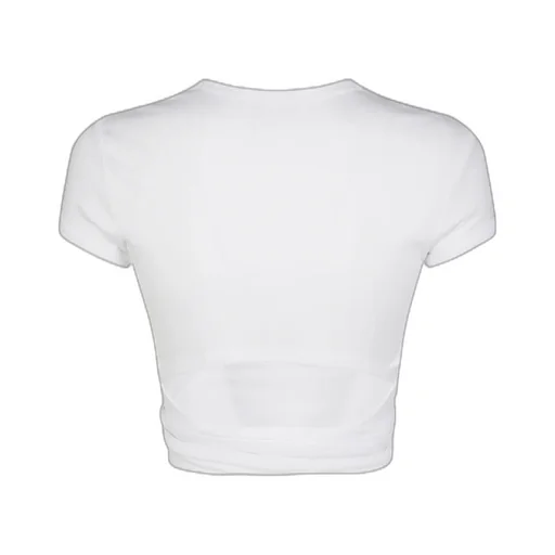 Logo Embroidered Tied-Waist Ribbed Top