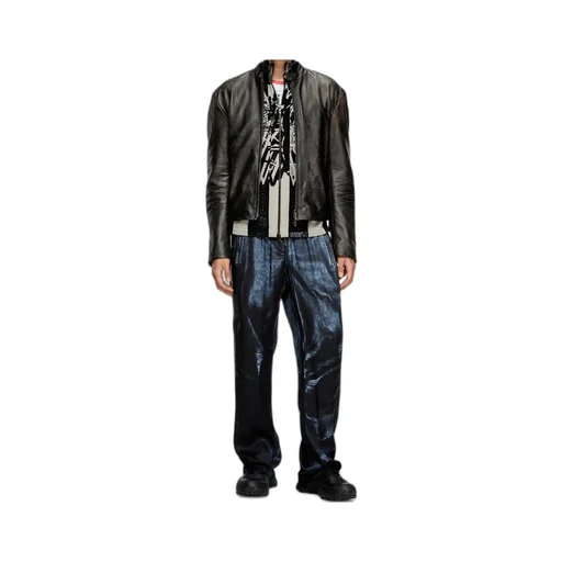 L-Aross Distressed Leather Biker Jacket