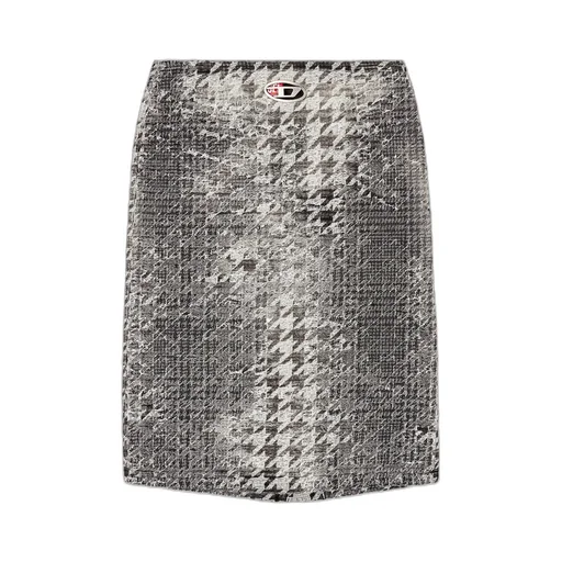 Midi Skirt In Prince Of Wales Jacquard Denim