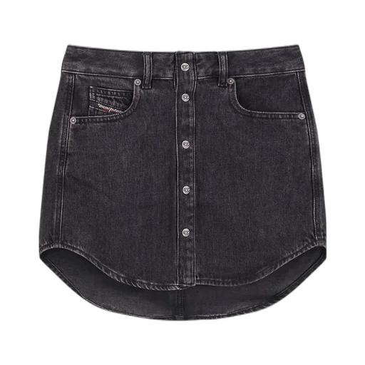 Button-Front Denim Mini Skirt