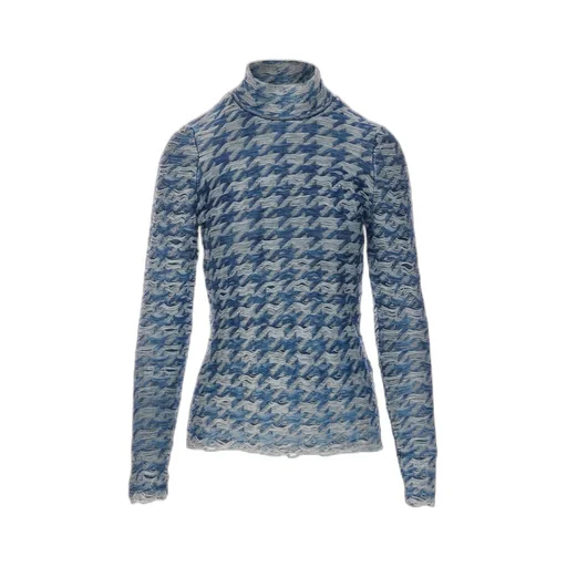 Turtleneck Wave-Pattern Sweater