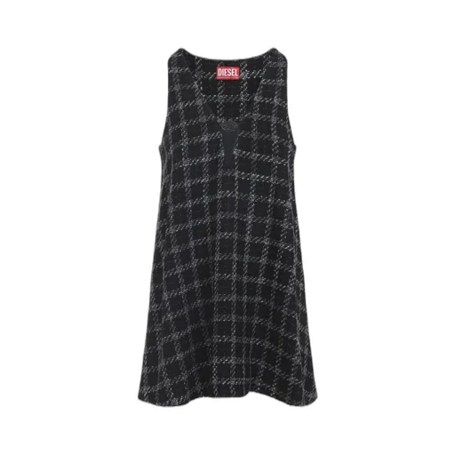 Checked V-Neck Mini Dress