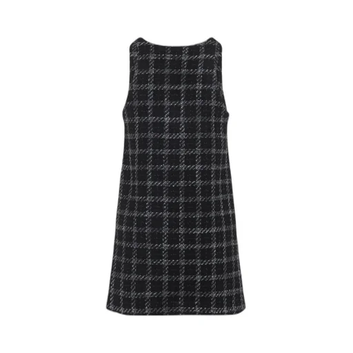 Checked V-Neck Mini Dress