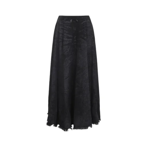 Frayed-Hem A-Line Skirt