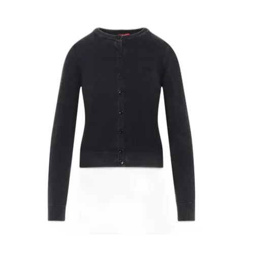 Button-Fastening Logo-Embroidered Cardigan