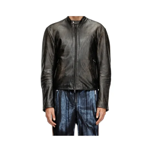 L-Aross Distressed Leather Biker Jacket