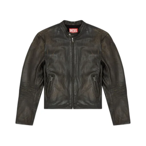 L-Aross Distressed Leather Biker Jacket