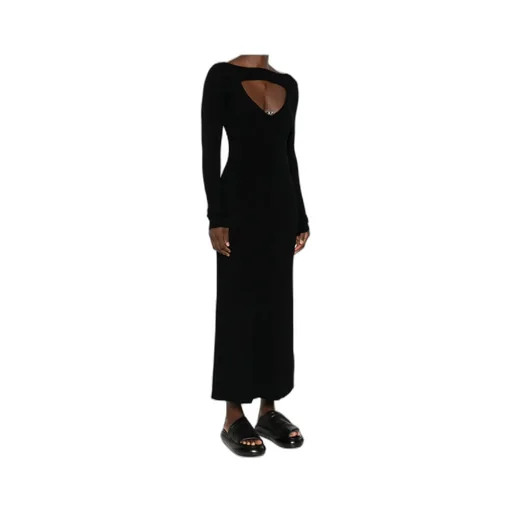 Logo-Embellished Long-Sleeve Midi Dress