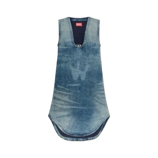 De-Laris Sleeveless V-Neck Denim Mini Dress