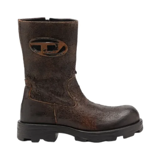 D-Hammer Distressed Crackled Suede Biker Boot