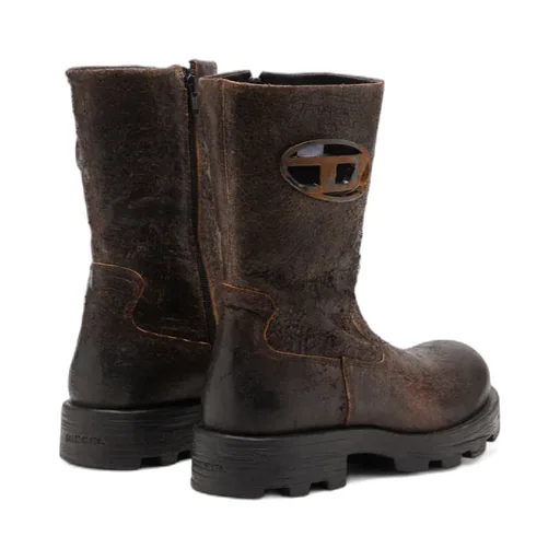 D-Hammer Distressed Crackled Suede Biker Boot