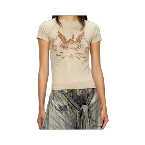 Rhinestone-Embellished Raglan-Sleeve T-Shirt