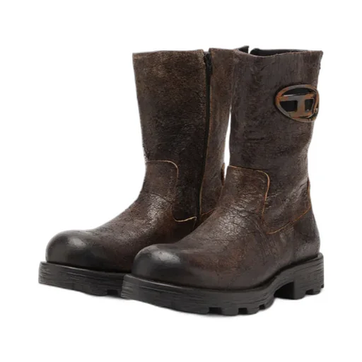 D-Hammer Distressed Crackled Suede Biker Boot
