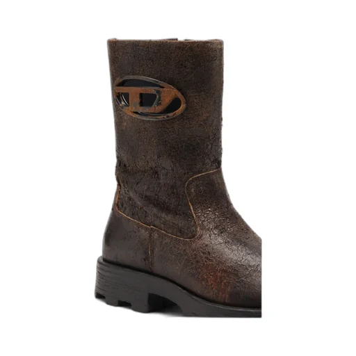 D-Hammer Distressed Crackled Suede Biker Boot