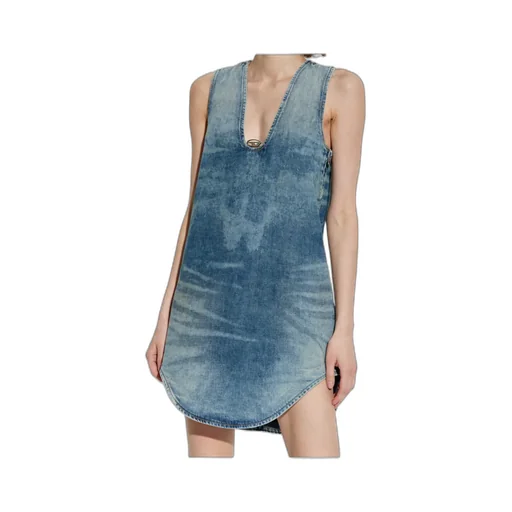 De-Laris Sleeveless V-Neck Denim Mini Dress
