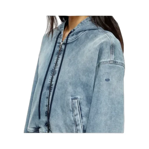 Hooded Zip-Up Denim Jacket