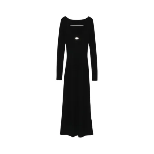 Logo-Embellished Long-Sleeve Midi Dress