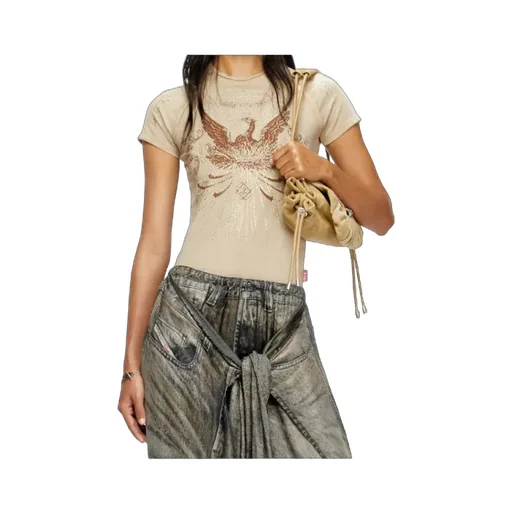 Rhinestone-Embellished Raglan-Sleeve T-Shirt