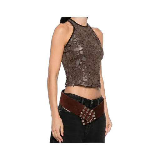 Logo Embroidered Distressed Sleeveless Top