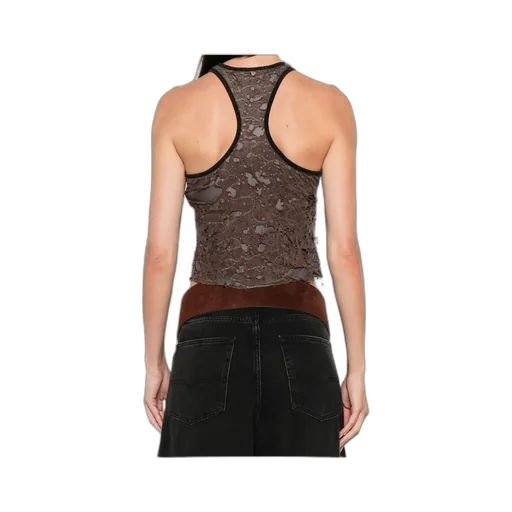 Logo Embroidered Distressed Sleeveless Top