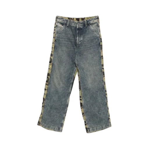 Tiger-Stripe Panel Jeans