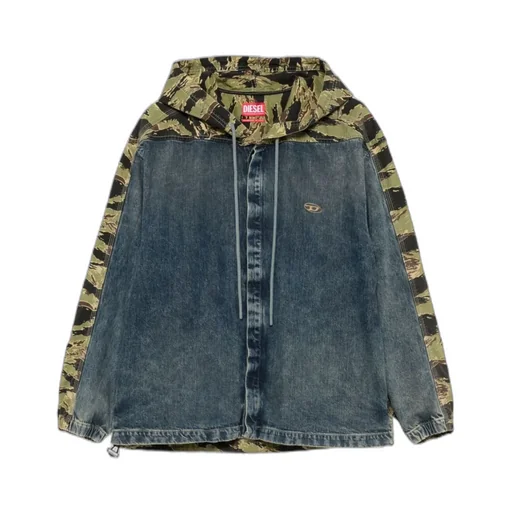 Camouflage-Panel Denim Jacket