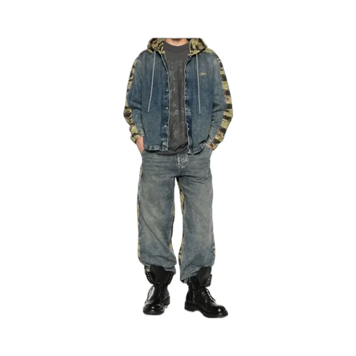 Camouflage-Panel Denim Jacket