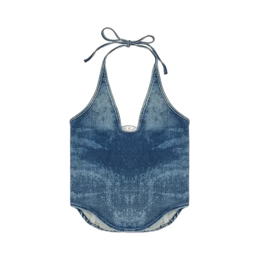 Halter-Neck Denim Top