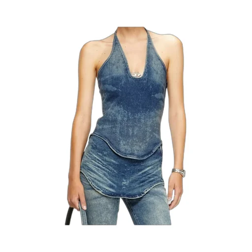 Halter-Neck Denim Top