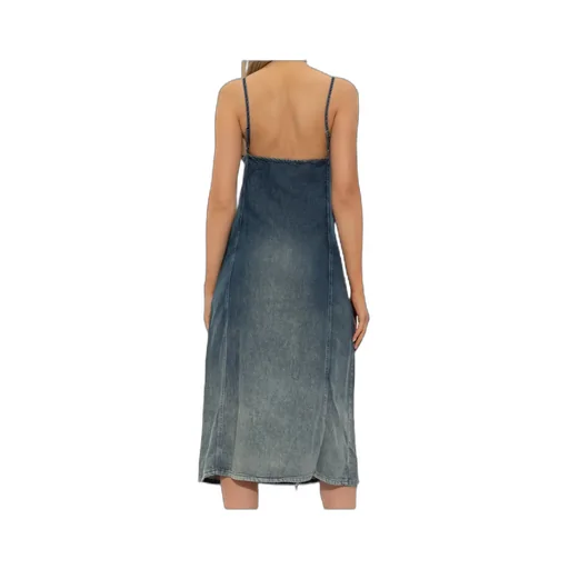 Zip-Up Denim Midi Dress