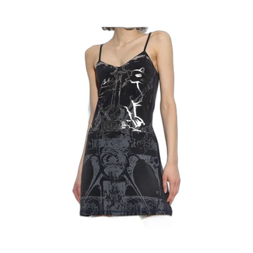 D-Longy Metallic-Print Slip Dress