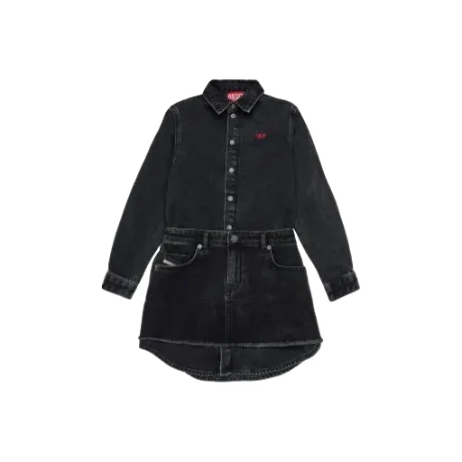 Long-Sleeved Denim Skirt