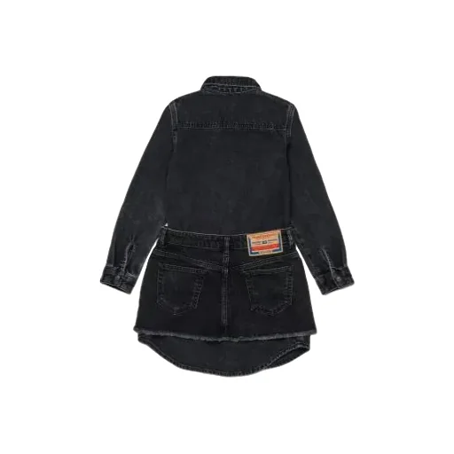 Long-Sleeved Denim Skirt