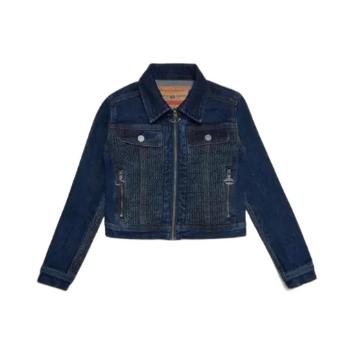 Long-Sleeved Zip-Up Denim Jacket