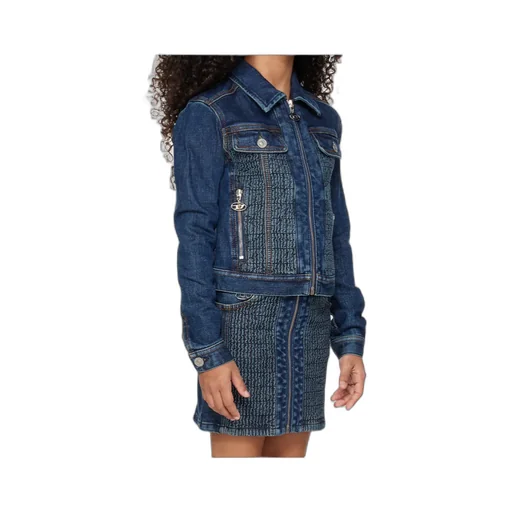 Long-Sleeved Zip-Up Denim Jacket