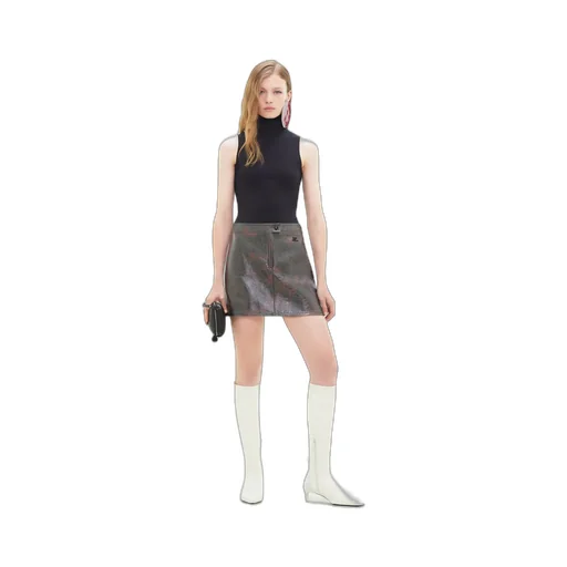 High Waist Straight Hem Mini Skirt