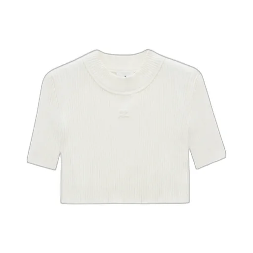 Mockneck Rib Knit Cropped Top
