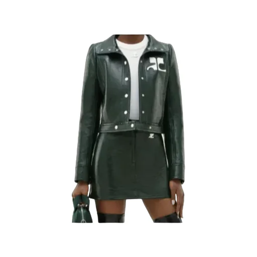 Vinyl Straight Hem Cropped Jacket