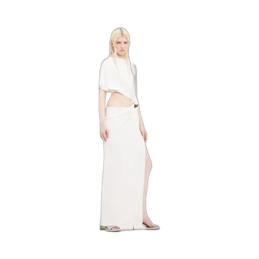 Asymmetric Crepe Maxi Dress