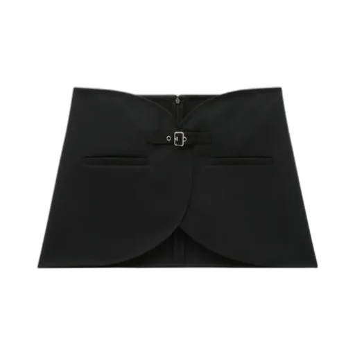 Ellipse Curved Hem Twill Mini Skirt