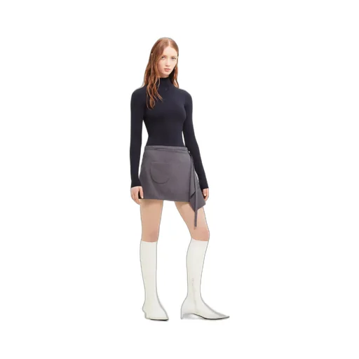 Draped Virgin Wool-Blend Mini Skirt