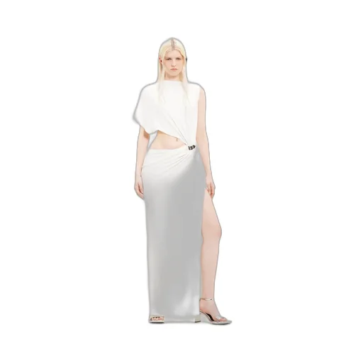 Asymmetric Crepe Maxi Dress