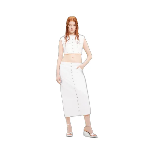 Button-Up Vinyl Skirt
