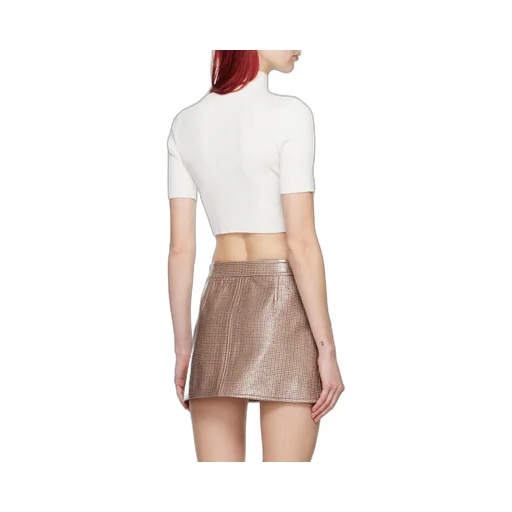 Mockneck Rib Knit Cropped Top