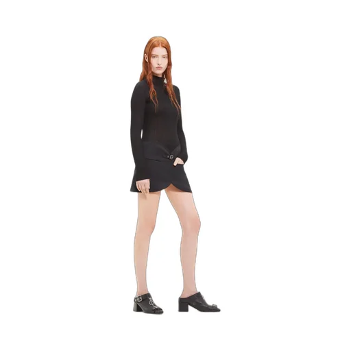 Ellipse Curved Hem Twill Mini Skirt