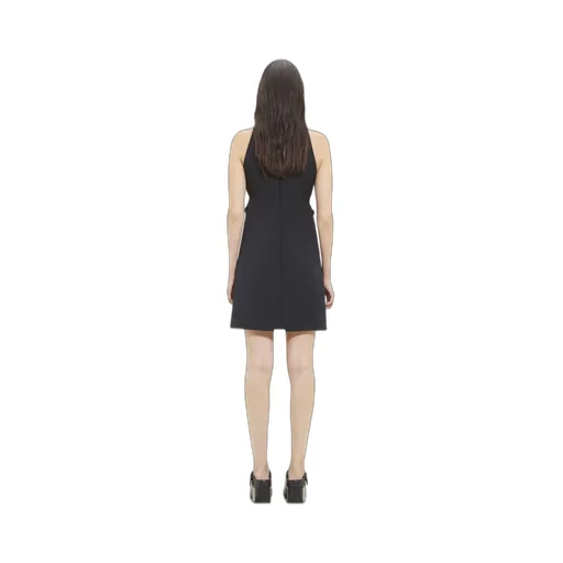 Slash Buckle Detailed Twill Dress