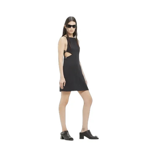 Slash Buckle Detailed Twill Dress