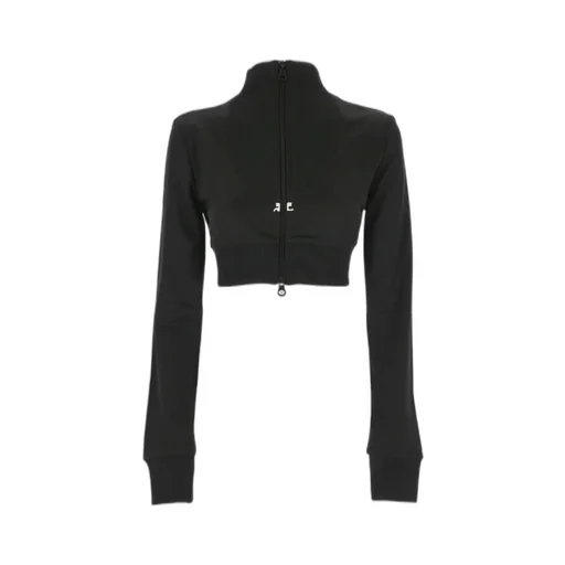 Ribbed Long-Sleeved Cropped Sweatshirt